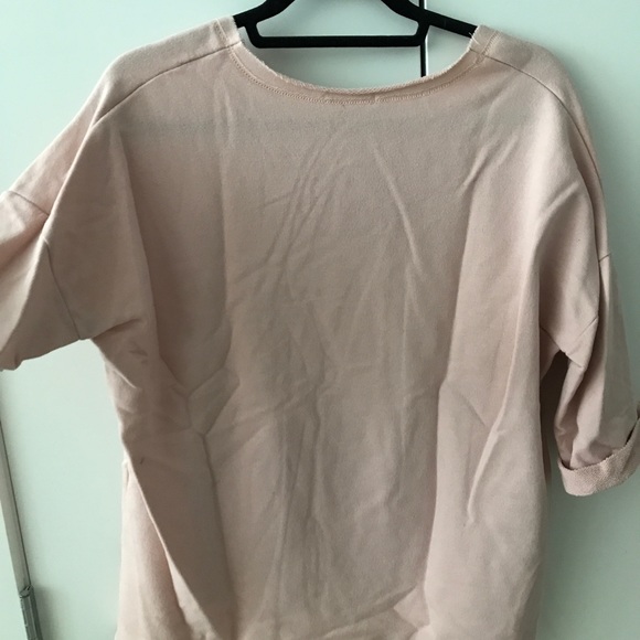 Korean pastel pink with lettering on front, sleeves go a bit past elbows - Picture 5 of 5